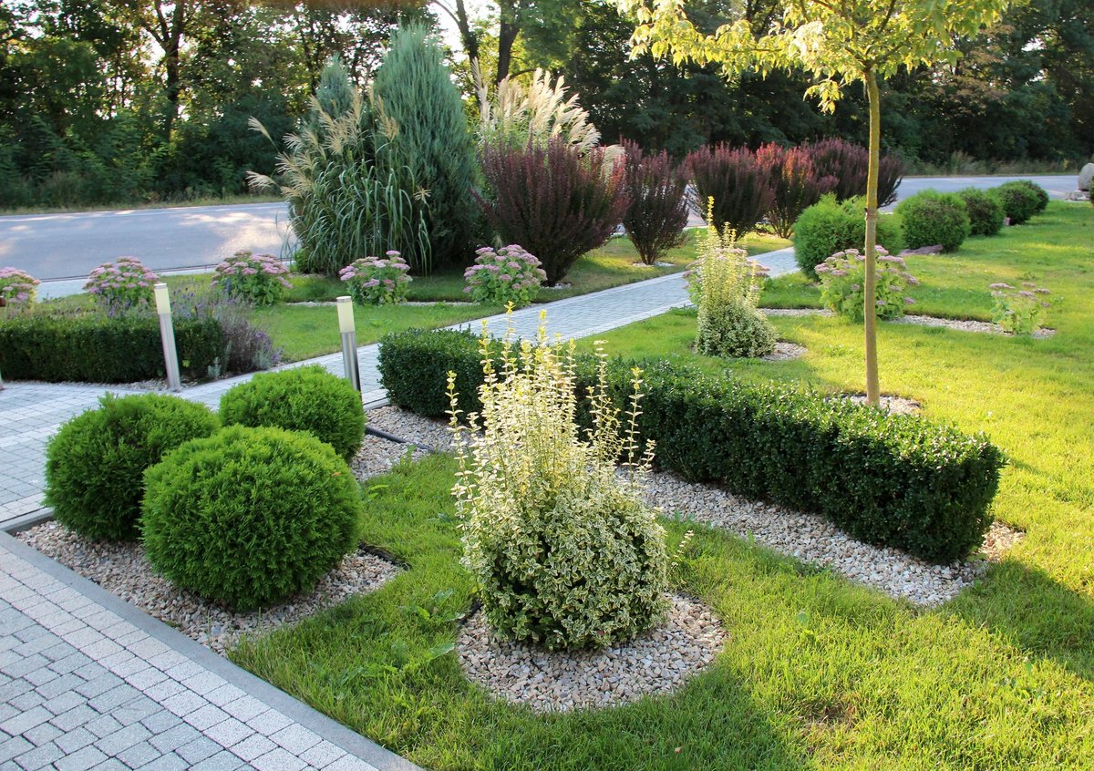 Stone pavers and landscape design details in an outdoor space